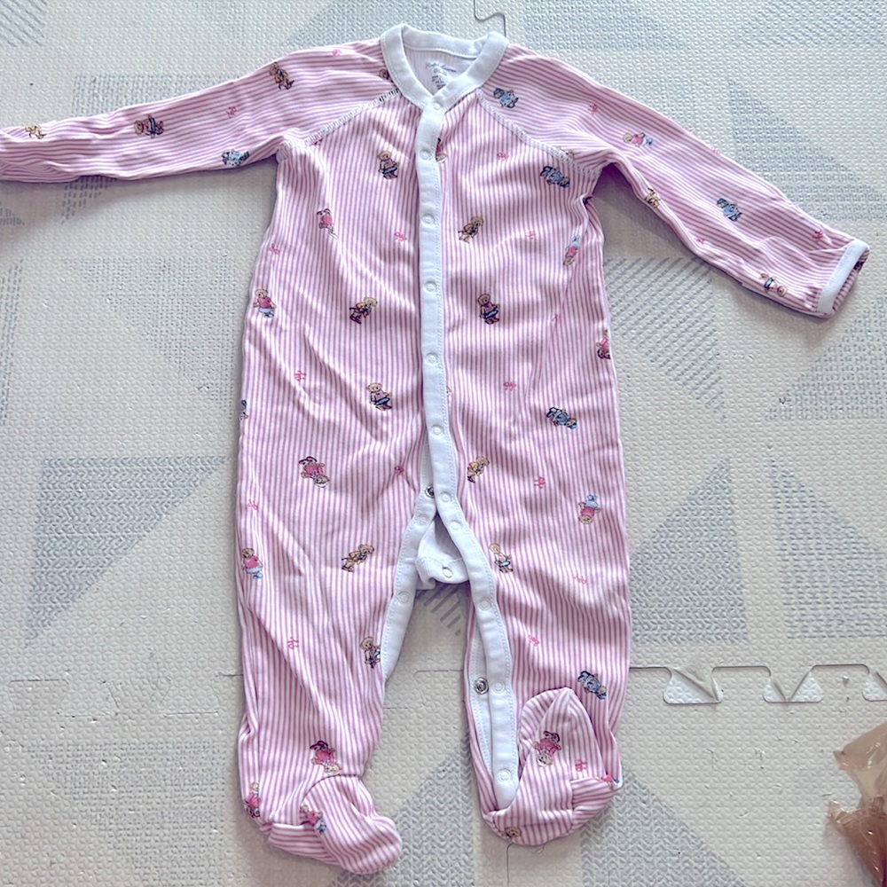Ralph Lauren teddy bear footie pajamas size 9m NWOT